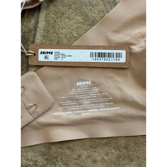 Skims Naked Plunge Bralette Clay Size Small - Picture 10 of 11